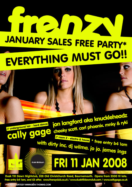 Frenzy's Cally Gage Poster from Dusk Till Dawn nightclub 