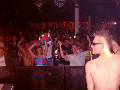 The view from the stage and DJ box