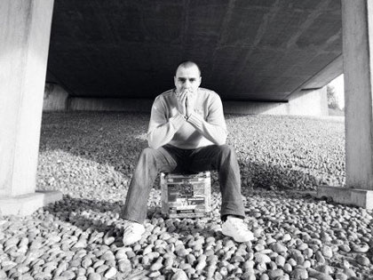 Jon Langford hiding underneath Bournemouth's Wessex Way